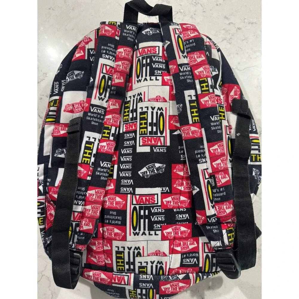 Vans Off The Wall Backpack Red Black White Graphic Logo Skate Surf School Casual